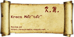 Krecs Máté névjegykártya